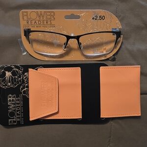 Flower Readers Black and Orange Glasses 2.50
